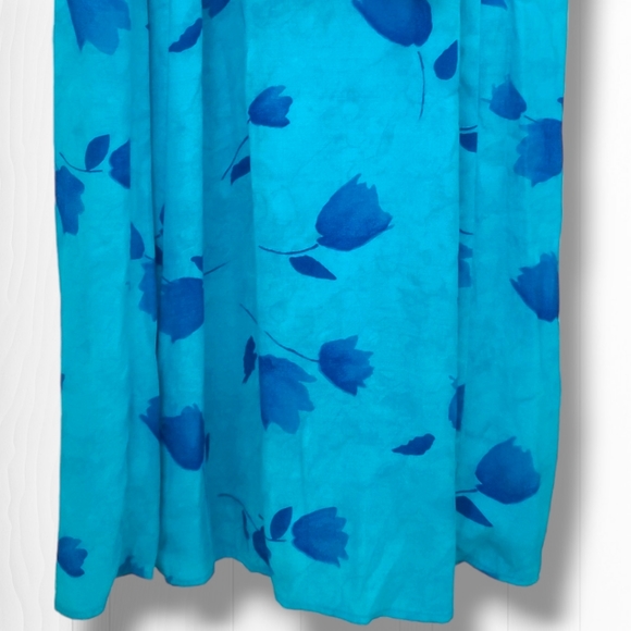 Expo Women's Blue Floral Long Sleeveless V-Neck Maxi Button Down Dress Size 8 - Picture 11 of 13